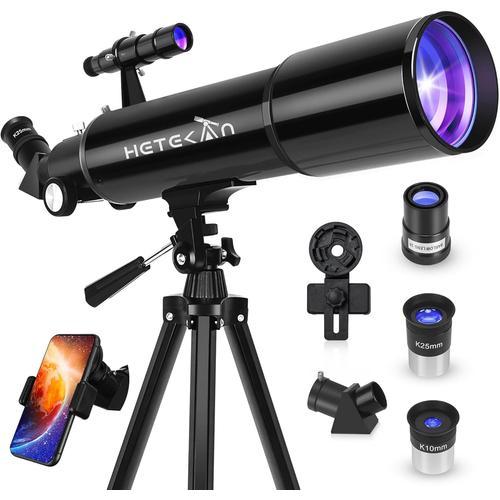 Tlescope,Tlescope Astronomie Adulte,80/600mm Rfracteur Tlescope Professionnel Pour Enfants Et Dbutants,Grossissement 180x,Pour L'observation De La Lune