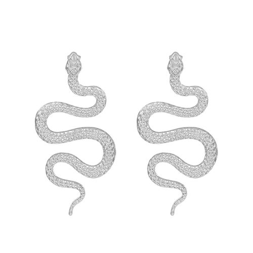 Temu Boucles D'oreilles Serpent Tridimensionnelles Exagres Rtro Mode Boucles D'oreilles Serpent Animal Gomtrique Punk - Argent