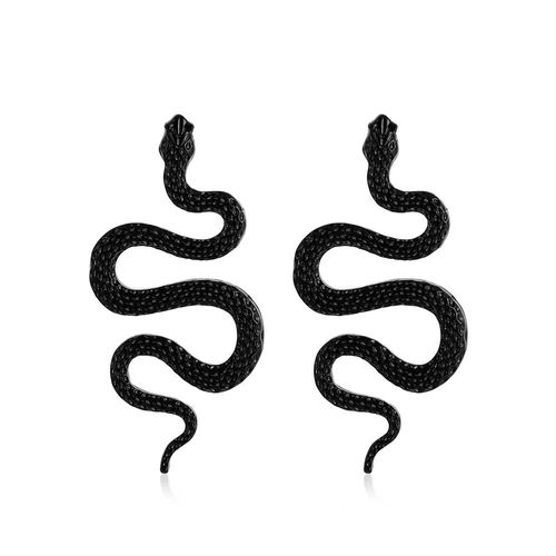 Temu Boucles D'oreilles Serpent Tridimensionnelles Exagres Rtro Mode Boucles D'oreilles Serpent Animal Gomtrique Punk - Noir