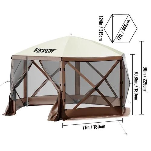 Tente D'abri De Camping Pop-Up-Vevor-Pare-Soleil  6 Cts 12 Pi X 12 Pi Grandes Tentes D'ombrage-Pour Camping En Plein Air