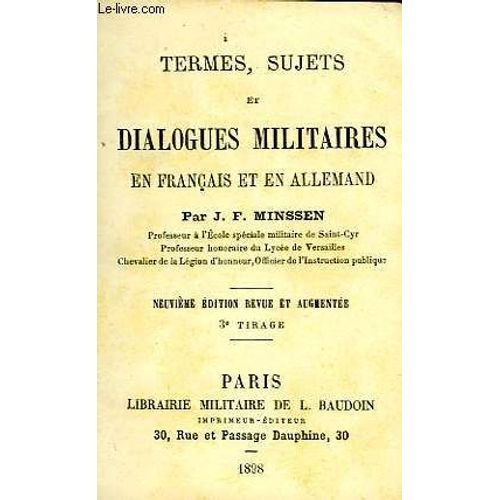 Termes, Sujets Et Dialogues Militaires En Francais Et En Allemand de Minssen J.-F.