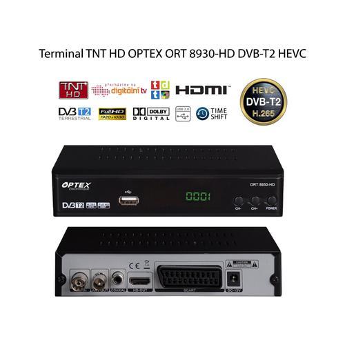 Terminal TNT HD OPTEX ORT 8930-HD DVB-T2 HEVC - Version 3, Rcepteur TNT HD pour les chanes gratuites franaises et allemandes