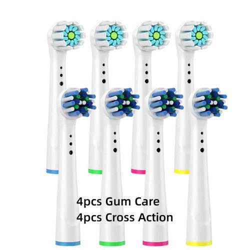 Ttes de brosse de rechange pour brosses  dents lectriques Oral B, fil  Action croise 3D Pro blanc, Standard de prcision, nettoyage quotidien, 4/8 pices-8 assortis b