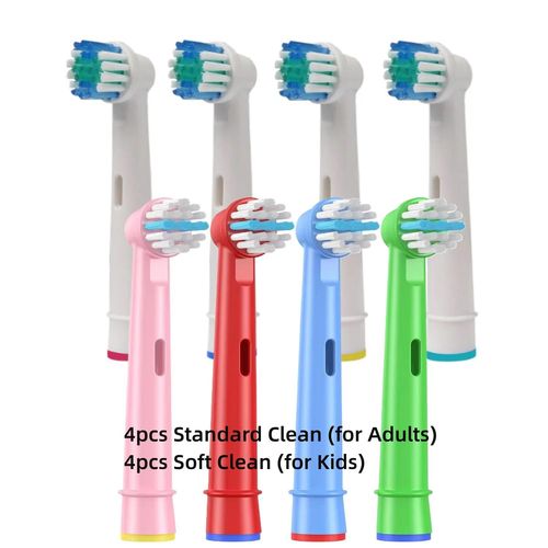 Ttes de brosse de rechange pour brosses  dents lectriques Oral B, fil  Action croise 3D Pro blanc, Standard de prcision, nettoyage quotidien, 4/8 pices-8 assortis g