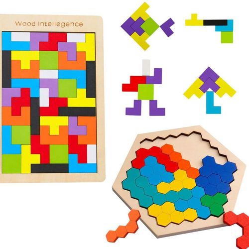 Tetris Tangram Puzzles En Bois Jouets D'apprentissage Didactique Pcs Intelligence Goodnice