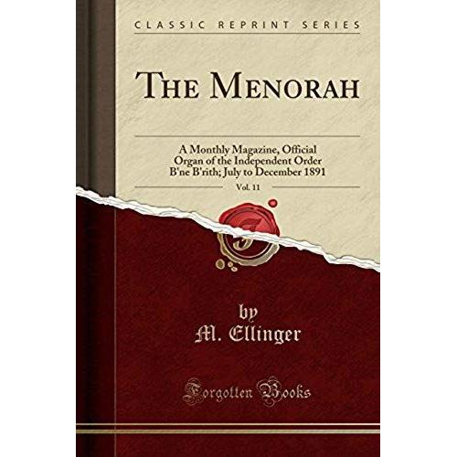 Ellinger, M: Menorah, Vol. 11    Format Broch 