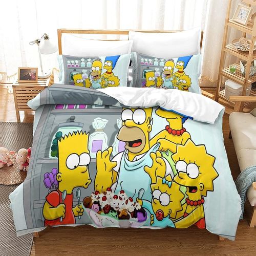 The Simpsons Parure De Lit 3 PiCes Avec Housse De Couette En Microfibre Super Douce Avec 2 Taies D'oreiller