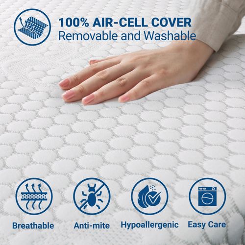 The White Stone Topper Viscoelastico Memory Foam H3 | Correcteur De Matelas | Topper De Matelas Avec Housse Amovible | Antibactrien 130x190