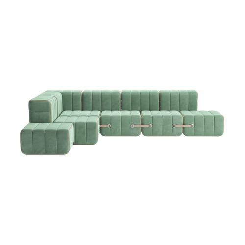 Canap Modulable D'angle En Tissu Bacelona Vert Clair 306x238x68cm Curt - Ambivalenz
