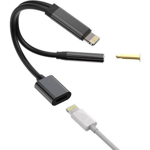 Thef-Adaptateur Ecouteur Iphone(2 En 1)Jack Lightning Vers 3.5 Mm Casque Prise Accessoire Certifi Apple Mfi Chargeur Cable Pour 14 13 12 11 Pro Max 7 8 Plus X Se Xs Xr Ipad Air Voiture Auxiliaire c