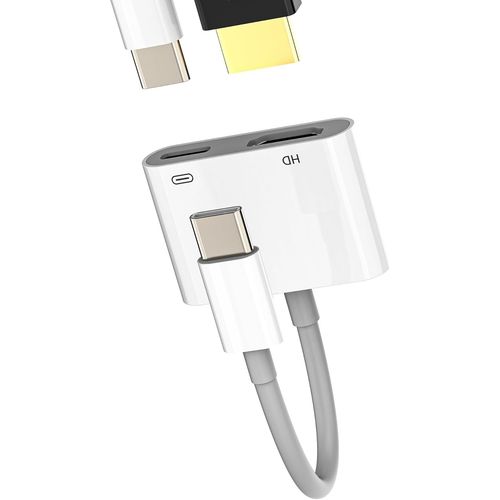 THEF-Adaptateur USB C Vers Hdmi(2en1)chargeur Cable Type C Pour iphone 16 Pro Max MacBook Pour ipad Compatible Avec Samsung S24 S23 S22 TV Displayport Splitter Thunderbolt Ecran Appareil Raccord Conn