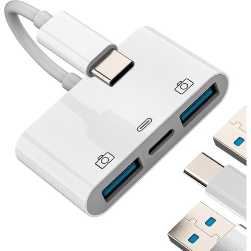 THEF-Adaptateur USB-C vers USB A 3 en 1 Type C Cble de charge OTG Accessoires pour Apple iPhone15 Pro Max Plus pour iPad Pro Air Mini Macbook Compatible avec Samsung Thunderbolt Chargeur Convertisse