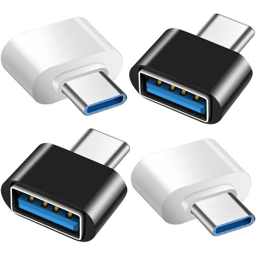 THEF-Adaptateur USB C vers USB (Lot de 4), Adaptateur USB Type C vers USB 3.0 OTG, USB Femelle to USB-C Mle Compatible avec MacBook Pro, Samsung Galaxy, Tlphones et Plus (2 Noir et 2 Blanc)