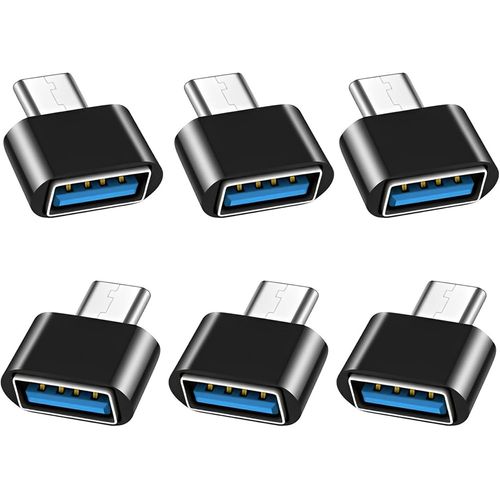 THEF-Adaptateur USB C vers USB (Lot de 6), OTG Adaptateur USB C vers USB, USB Femelle to USB C Mle Compatible avec MacBook Pro, Samsung Galaxy, Tlphones Type-C et Plus (Noir)