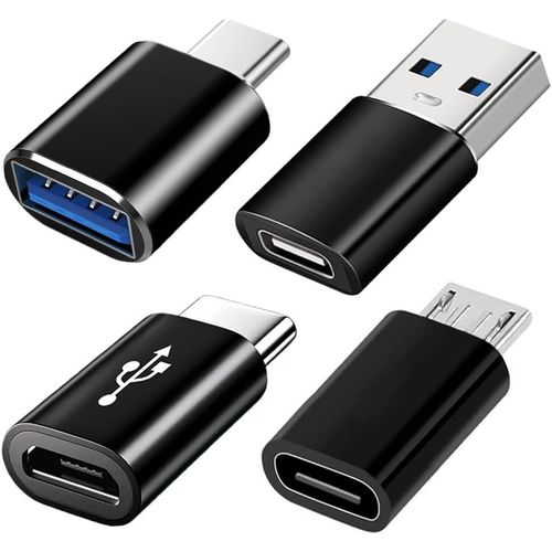 THEF-Adaptateurs USB C (Lot de 4), Adaptateur USB Type C vers USB 3.0 OTG, Adaptateur Micro USB vers USB C Compatible avec MacBook Pro/Air, Samsung Galaxy S20 S21 S22 S23 S24, iPhone 15 16, et Plus