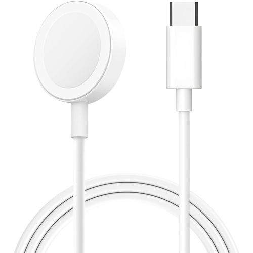 Thef-Chargeur De Montre Pour Apple, 1 M, Usb-C Rapide Sans Fil, Cble Magntique Portable, Compatible Avec Apple Watch Series 9, 8, 7, 6, 5, 4, 3, 2, Se, Blanc (Rond Type C)