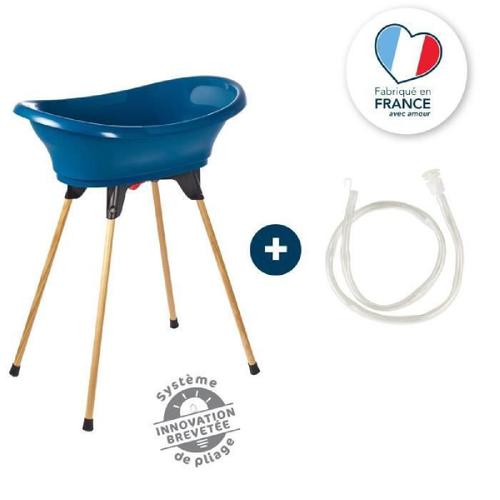 Thermobaby Kit De Bain Vasco : Baignoire + Pieds + Tuyau De Vidange - Bleu Ocan