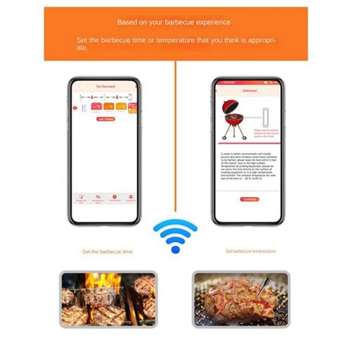 Thermomtre Alimentaire  Viande Sans Fil Pour Four Gril Cuisine Bbq Bluetooth Barbecue Fumeur Cuisson