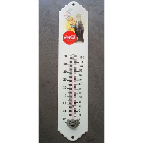 Thermometre En mail Coca Cola Avec Le Sprite Boy 30cm Tole Emaille