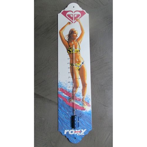 Thermometre En mail Pin Up En Maillot Roxy 68x15cm Anne 1990 Tole Emaille
