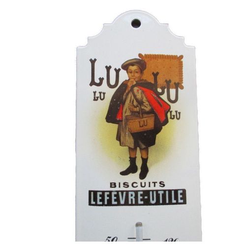 Thermometre En Email Veritable Lu Ecolier 30x6.5cm Tole Emaille