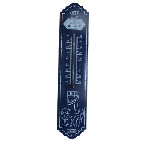 Thermometre En Email Veritable Ricard Bleu 30x6.5cm Tole Emaille Boisson