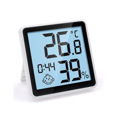 Thermomtre Hygromtre Numrique Avec Fonction Sensible  La Lumire, Intrieur D'ambiance Moniteur De Temprature Et Humidimtre Indicateur D'humidit Avec Horloge, Grand cran Lcd, Rtroclairage