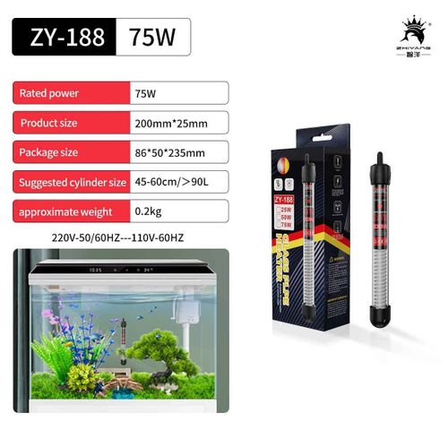 Thermostat  Temprature Rglable Pour Poisson D'aquarium,Chauffage D'eau Prcieuse Subsn,Le Plus Rcent,25w,50w,110 W,220 W,100w,200 V-300 V - Type New 75w-220v-50hz-Eu Plug #C