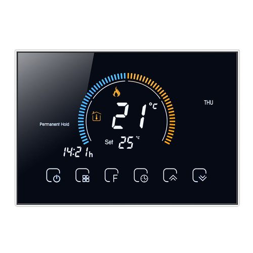 Thermostat d'air Programmable,Wi-Fi intelligent,grand cran couleur,pice,pour interrupteur,chauffage,refroidisseur,pont vocal Alexa - Type Black #C