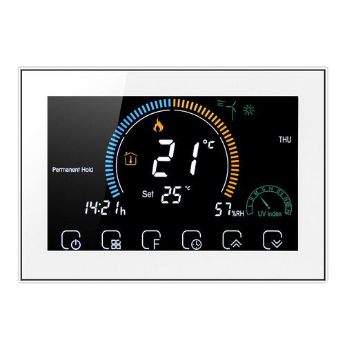 Thermostat d'air Programmable,Wi-Fi intelligent,grand cran couleur,pice,pour interrupteur,chauffage,refroidisseur,pont vocal Alexa - Type White #C