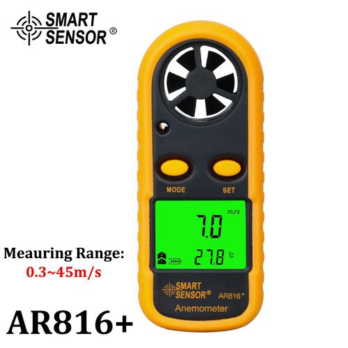 Therye.com-Jauge de vitesse du vent portable,anmomtre,compteur de vitesse du vent,testeur,instruments de mesure,dtecteur de vitesse du vent,AR816 + - Type AR816