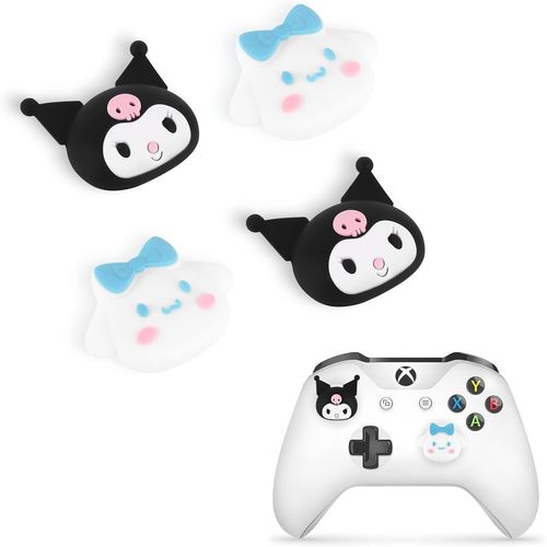 Thumbsticks Pour Ps5 Pour Ps4 Manette,Cute Anime Thme Silicone Joystick Grips Caps Accessoire Pour Xbox Series X/S, Xbox One, Switch Pro Controller,4 Pcs-Bunny Dmoniaque Et Chien Nuageux