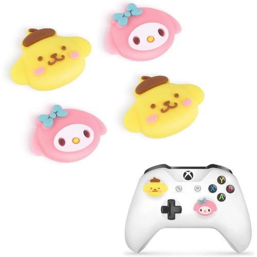 Thumbsticks Pour Ps5 Pour Ps4 Manette,Cute Anime Thme Silicone Joystick Grips Caps Accessoire Pour Xbox Series X/S, Xbox One, Switch Pro Controller,4 Pcs-Bunny Et Chien Jaune.[E264]