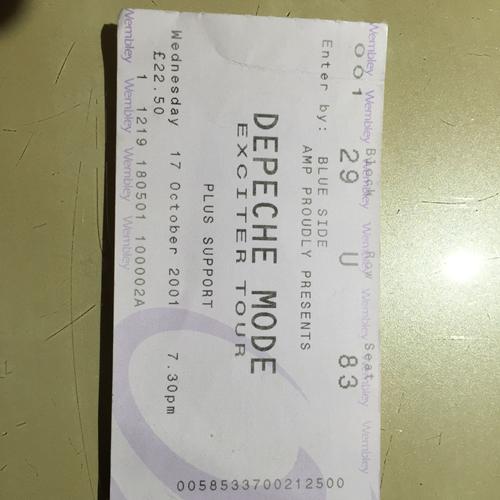 Ticket Concert Depeche Mode Wembley 17 Octobre 2001