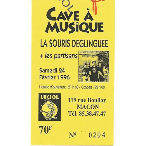Ticket Du Concert De La Souris Dglingue Du 24 Fevrier 1996  Macon