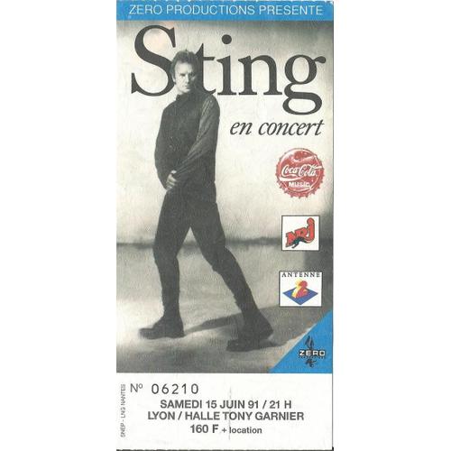 Ticket Du Concert De Sting Du 15 Juin 1991  Lyon