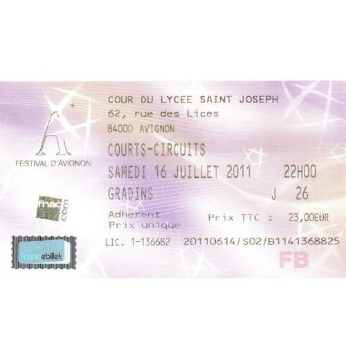 Ticket Festival D'avignon 2011 :