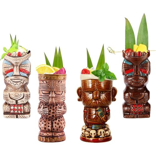Tiki Mugs Cocktail, Tiki - Tasse En Cramique Hawaenne, Verres  Cocktail Exotiques Pour Cocktail Hawaen Tiki Bar Professionnel Hawaiian Party Barware,Q10