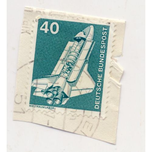 Timbre Allemagne, Bundespost :  Timbre Oblitr, Weltraumlabor (Navette Spatiale Et Module Laboratoire), Valeur 40