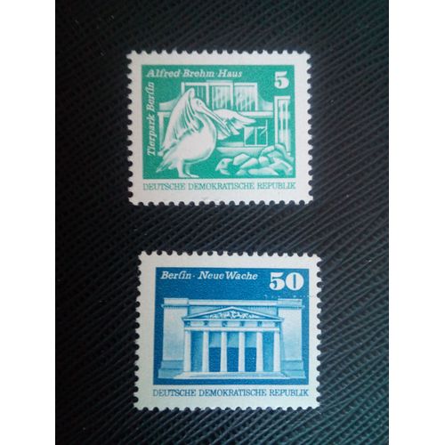 Timbre Allemagne / Rda Yt 1627 - 1628 Sries: Btiments, Monuments Commmoratifs Et Armoiries Du Ddr 1974 ( 080106 )
