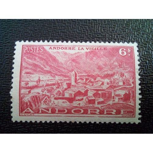 Timbre Andorre Yt 111 Vue D'ensemble D'andorre-La-Vieille 1945 ( 80404 )