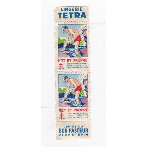 Timbre Antituberculeux 1938 Net Et Propre Lingerie Tetra Et Laines Du Bon Pasteur Et De St pin