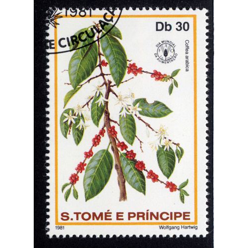 Timbre Coffea Arabica,S.Tom E Principe,Db 30,1981.