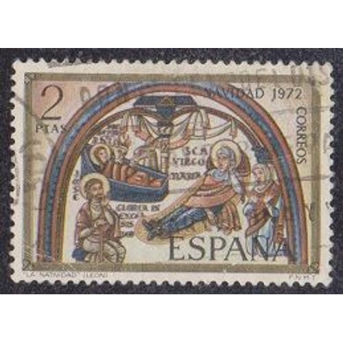 Timbre D'espagne N1769 Y&t 2 P Polychrome Nol Sujets De La Basilique Royale De San Isidro, Leon Nativit