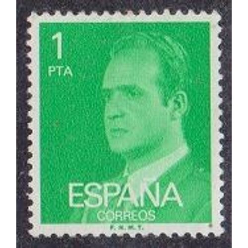 Timbre D'espagne N2034 Y&t 1 P Vert-Jaune Srie Courante Roi Juan Carlos 1er