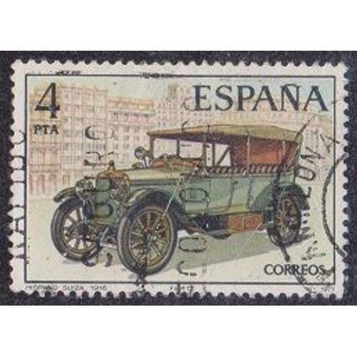 Timbre D'espagne N2049 Y&t 4 P Multicolore Automobiles Anciennes Hispano-Suiza 1916