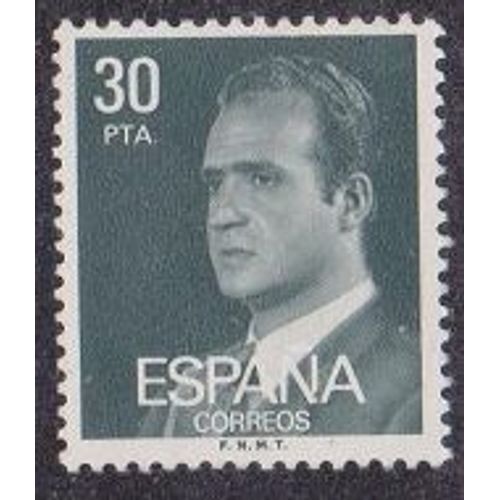 Timbre D'espagne N2234 Y&t 30 P Vert Fonc Srie Courante Roi Juan Carlos 1er