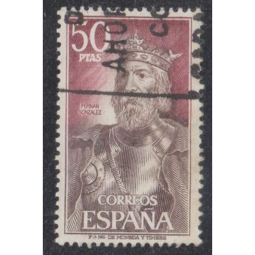 Timbre D'espagne N1727 Y&t 50 P. Carmin-Brun Et Brun-Rouge Clbrits Comte Fernan Gonzalez