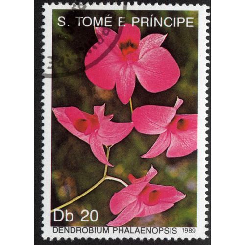 Timbre Dendrobium Phalaenopsis.S.Tom E Principe.Db 20.1989.