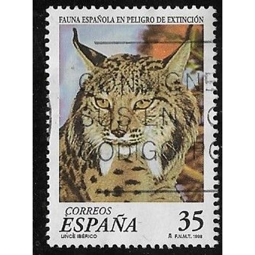 Timbre DEspagne N3103 Y & T 35 P. Multicolore Faune Espagnole En Voie D'extinction Lynx Pardelle